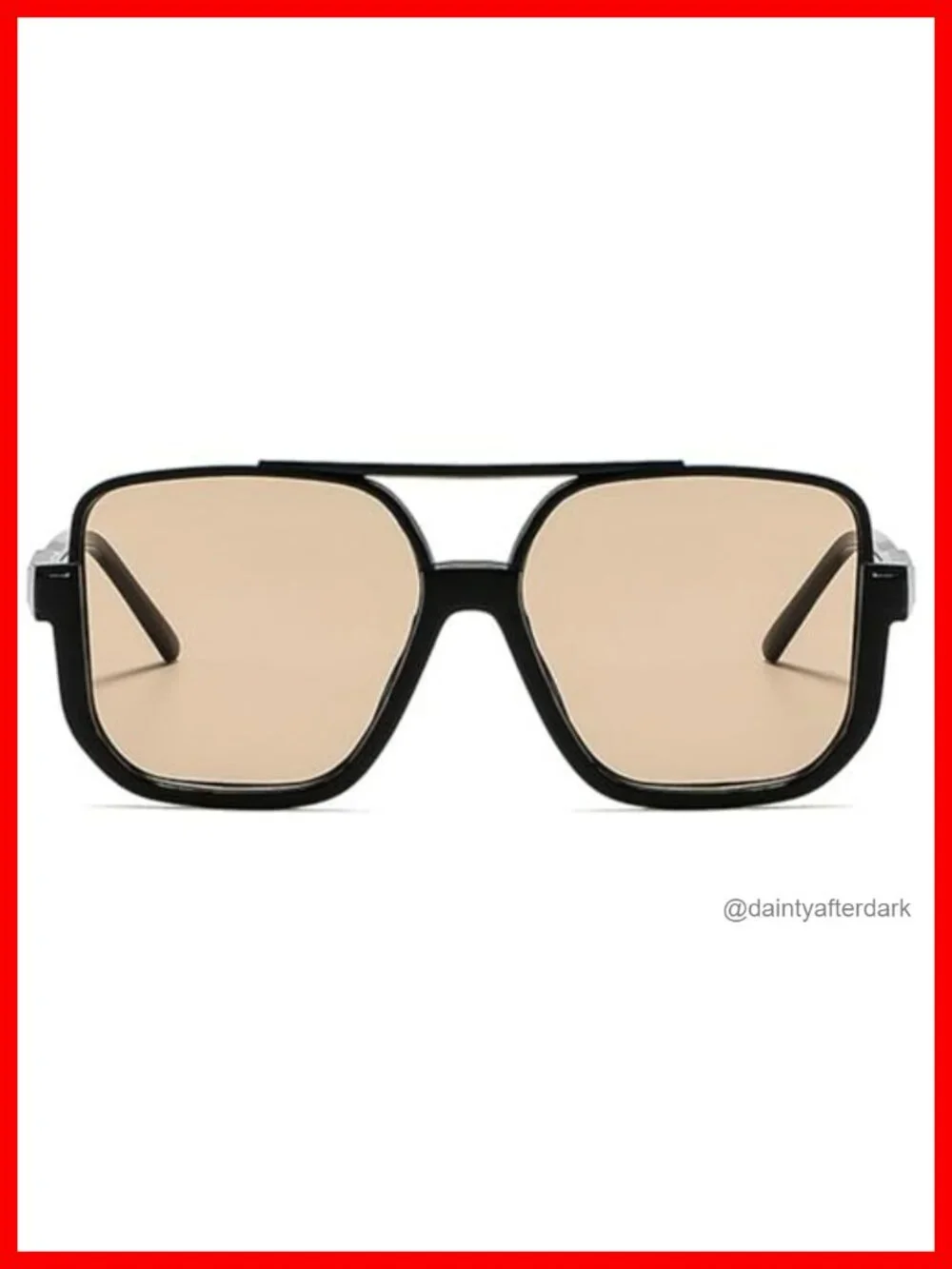 Vintage Big Square Half Frame Sunglasses UV400 Sun Shades Double Bridge Pilot